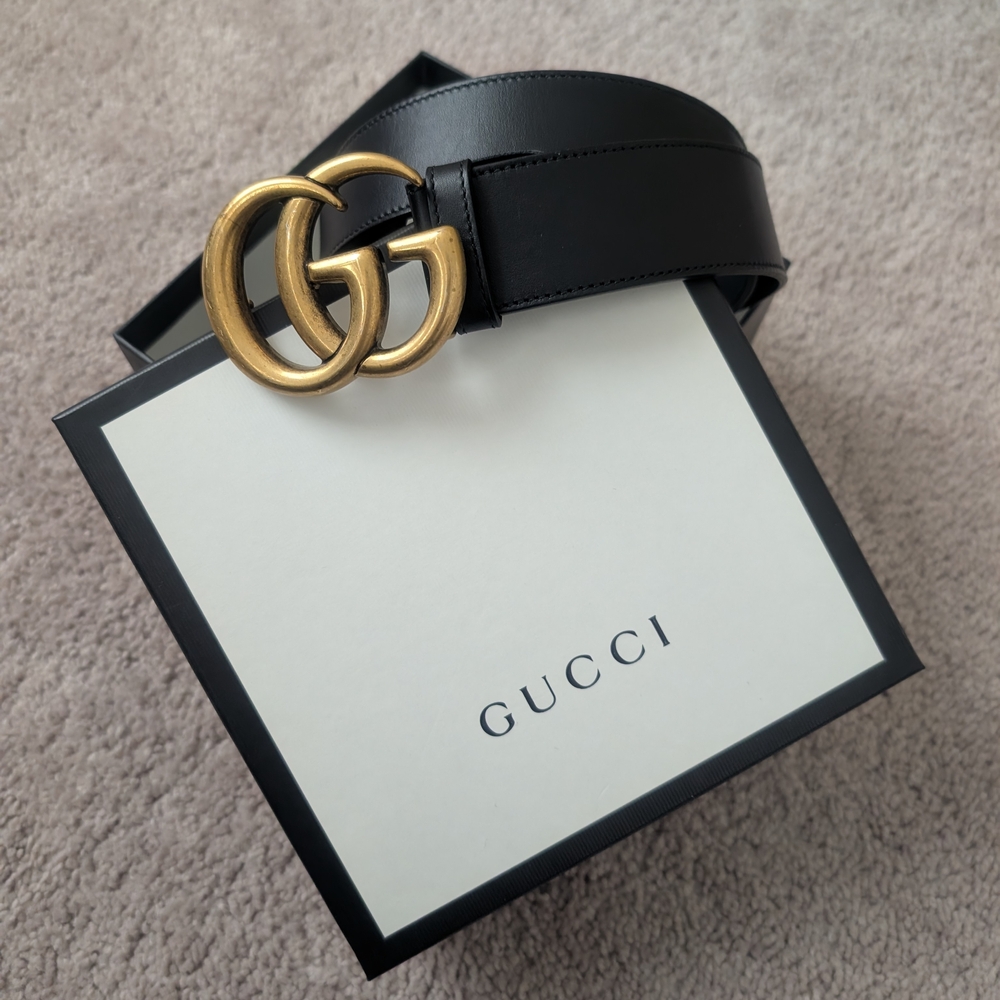 Gucci Black Belt with Gold Buckle